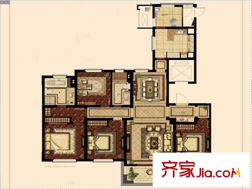 華潤悅府戶型圖二期10-12#標(biāo)準(zhǔn)層F戶型 4室2廳2衛(wèi)1廚