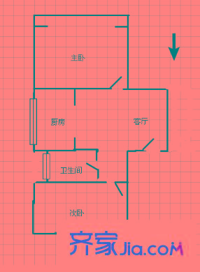 廣州路一中心戶型圖戶型圖 2室 2室1廳1衛(wèi)1廚
