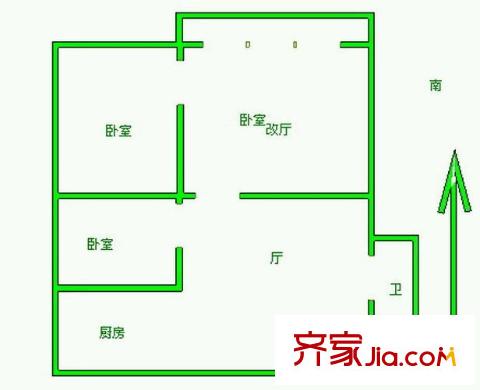 廣州路一中心戶型圖戶型圖 2室 2室2廳1衛(wèi)1廚