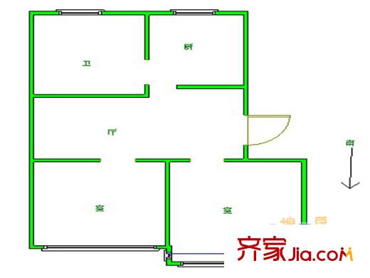 蓮花新城北苑戶型圖戶型圖 2室 2室1廳1衛(wèi)1廚