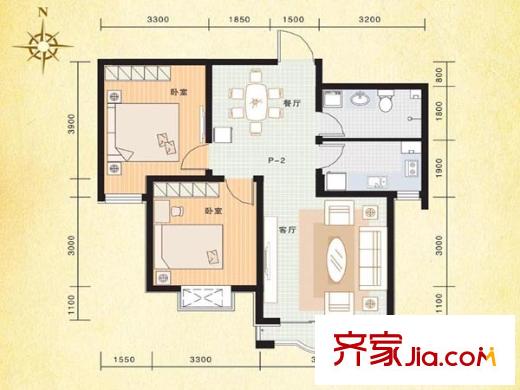 萊茵小鎮(zhèn)戶(hù)型圖戶(hù)型圖 2室 2室2廳1衛(wèi)1廚