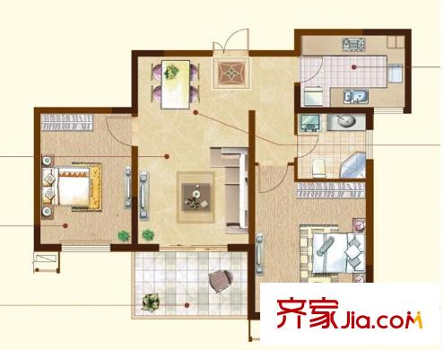 上善居戶型圖戶型圖2室 2室1廳1衛(wèi)1廚