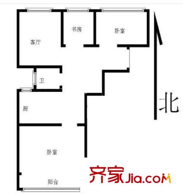 老虎橋住宅戶型圖戶型圖 3室 3室1廳1衛(wèi)1廚