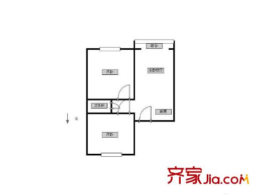 老虎橋住宅戶型圖戶型圖 2室 2室1廳1衛(wèi)1廚