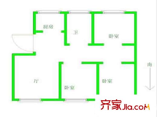 老虎橋住宅戶型圖戶型圖 3室 3室1廳1衛(wèi)1廚