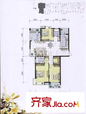 天啟花園戶型圖戶型圖 3室 3室2廳1衛(wèi)1廚