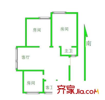 愛達花園紫藤園戶型圖戶型圖 3室 3室2廳2衛(wèi)1廚