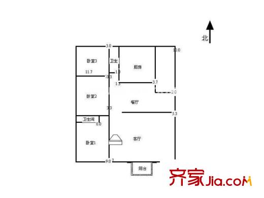 萊茵小鎮(zhèn)戶(hù)型圖戶(hù)型圖 3室 3室2廳2衛(wèi)1廚