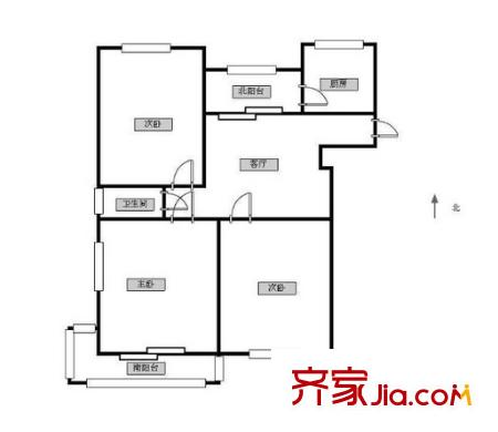 仙霞路住宅戶型圖戶型圖 3室 3室1廳1衛(wèi)1廚