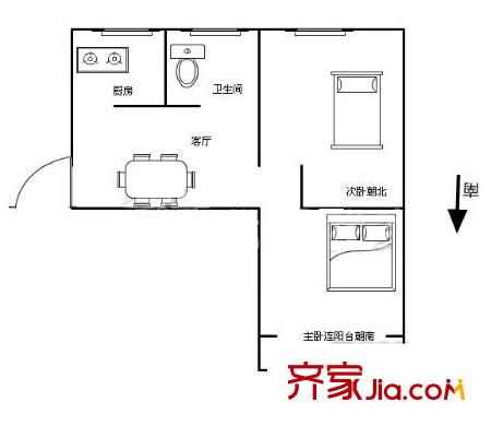勝利村戶型圖戶型圖 2室 2室1廳1衛(wèi)1廚