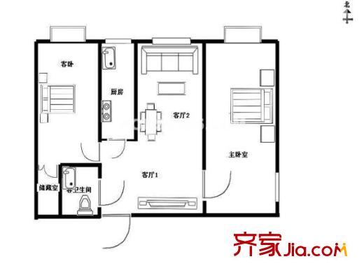 花開園戶型圖戶型圖 2室 2室2廳1衛(wèi)1廚