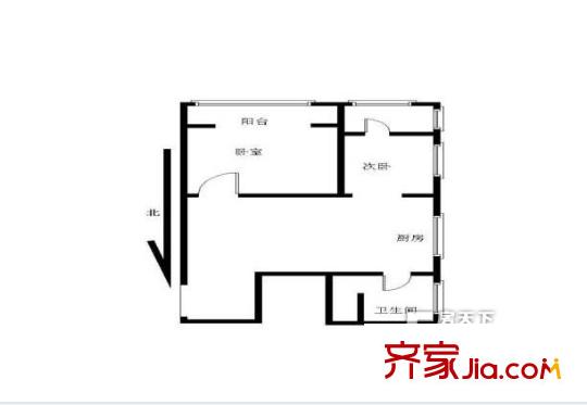 恒基中心國際公寓戶型圖戶型圖 2室 2室1廳1衛(wèi)1廚