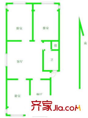 魯迅園小區(qū)戶型圖戶型圖 3室 3室2廳1衛(wèi)1廚