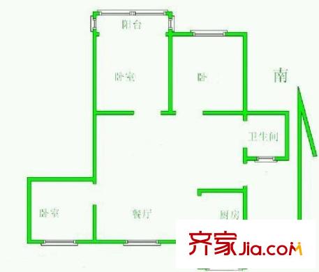 魯迅園小區(qū)戶型圖戶型圖 3室 3室2廳1衛(wèi)1廚