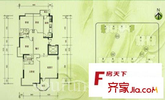 金陵御沁園戶型圖戶型圖 3室 3室2廳2衛(wèi)