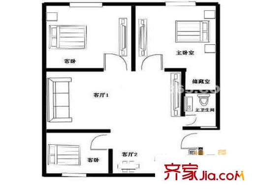 鎖金二村戶型圖戶型圖 3室  3室2廳1衛(wèi)1廚