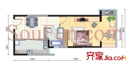 蔚藍(lán)之都戶(hù)型圖戶(hù)型圖 1室 1室1廳1衛(wèi)1廚