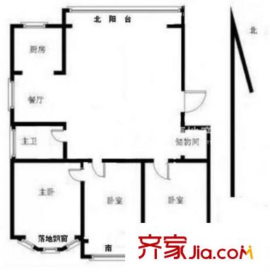 銀城寶船聽濤戶型圖戶型圖 3室 3室2廳2衛(wèi)1廚