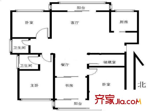 銀城寶船聽濤戶型圖戶型圖 4室 4室2廳2衛(wèi)1廚
