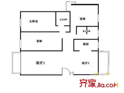 金陵世家戶型圖戶型圖 3室 3室2廳2衛(wèi)1廚