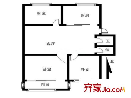 寧工二村戶型圖戶型圖 3室 3室1廳1衛(wèi)1廚