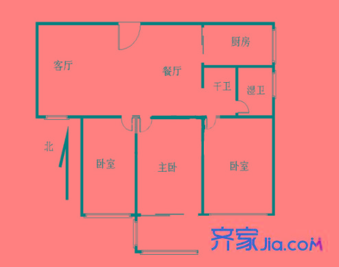 寧工二村戶型圖戶型圖 3室 3室2廳1衛(wèi)1廚
