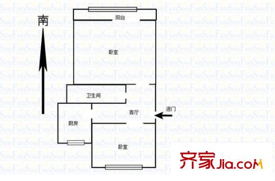 莫愁新村戶型圖戶型圖 2室 2室1廳1衛(wèi)1廚