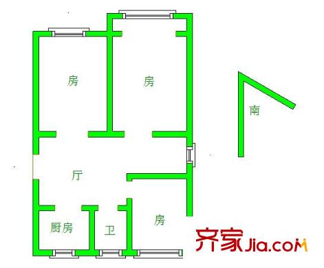 中山門小區(qū)戶型圖戶型圖 3室 3室2廳1衛(wèi)1廚