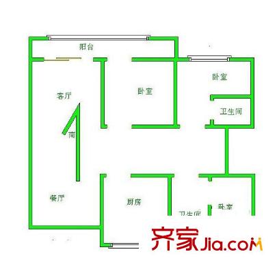 臺城花園戶型圖 戶型圖 3室 3室2廳2衛(wèi)1廚