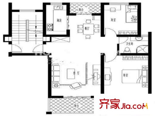 臺城花園戶型圖戶型圖 2室 2室2廳1衛(wèi)1廚