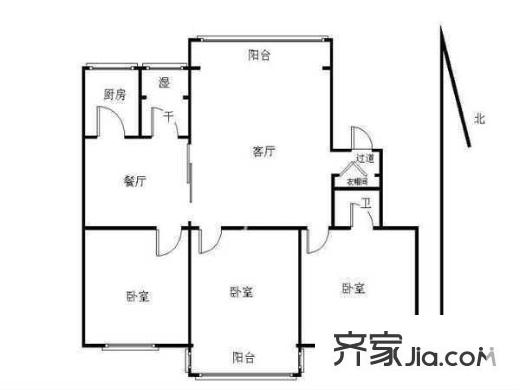 臺城花園戶型圖戶型圖 3室 3室2廳1衛(wèi)1廚