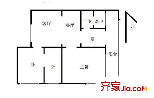 蘇寧樂瑰園戶型圖戶型圖 3室 3室1廳1衛(wèi)
