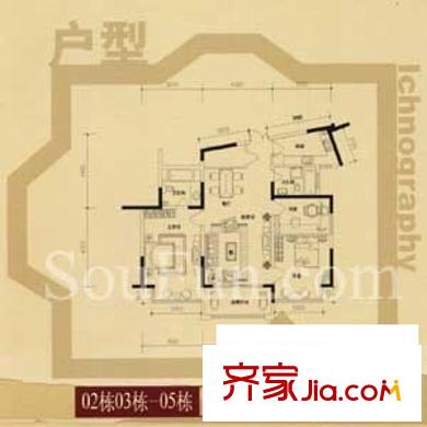 金盛曲水文華戶型圖戶型圖 3室 3室2廳2衛(wèi)1廚