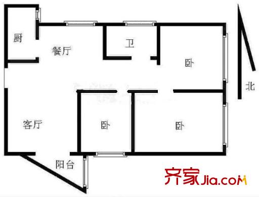 金盾公寓戶型圖戶型圖 3室 3室2廳1衛(wèi)1廚