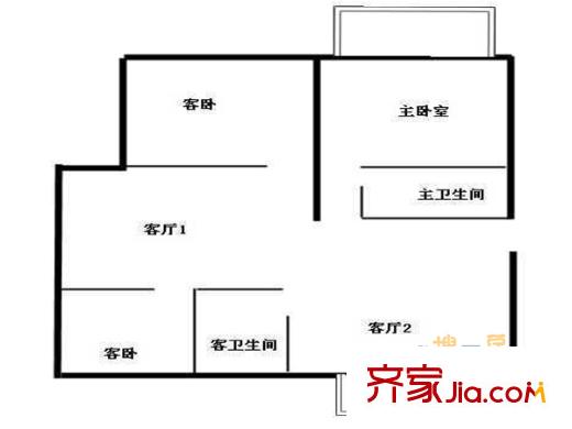 金盾公寓戶型圖戶型圖 3室 3室2廳2衛(wèi)1廚