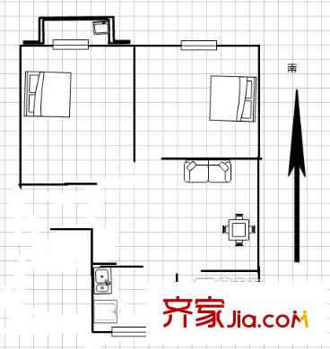 金堯山莊戶型圖戶型圖 2室 2室1廳1衛(wèi)1廚