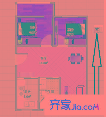 金堯山莊戶型圖戶型圖 2室 2室2廳1衛(wèi)1廚