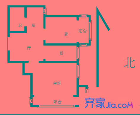 西一新村戶型圖戶型圖 3室 3室1廳1衛(wèi)1廚