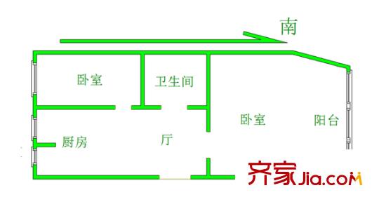 西一新村戶型圖戶型圖 2室 2室1廳1衛(wèi)1廚