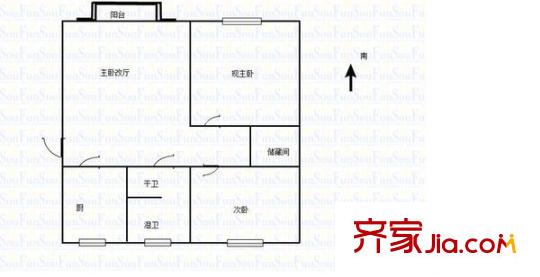 公教一村戶型圖戶型圖 3室 3室1廳1衛(wèi)1廚
