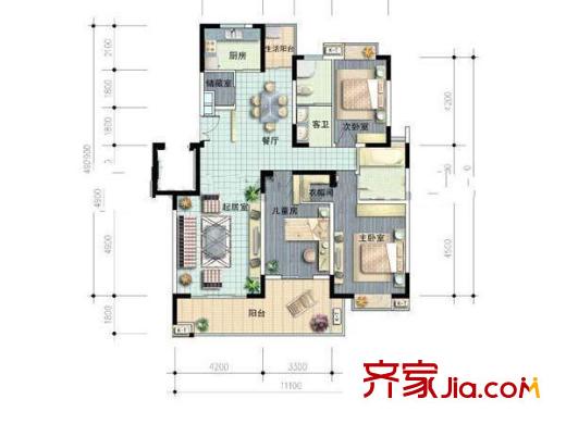 奧體新城木樨園戶型圖戶型圖 3室 3室2廳2衛(wèi)1廚
