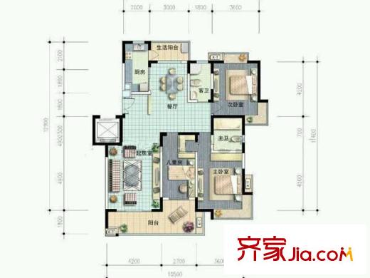 奧體新城木樨園戶型圖戶型圖 3室 3室2廳2衛(wèi)1廚