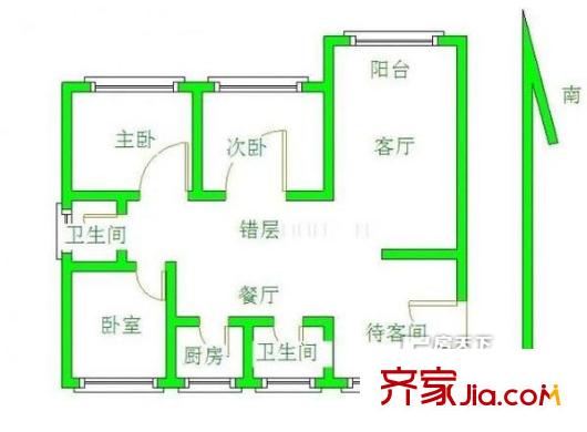 紫薇花園戶型圖戶型圖 3室 3室2廳2衛(wèi)1廚