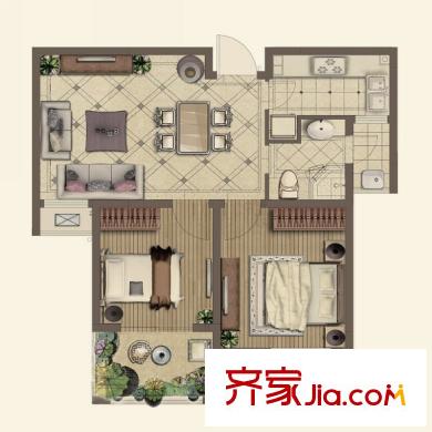 銀城聚澤園戶型圖戶型圖 2室 2室2廳1衛(wèi)1廚