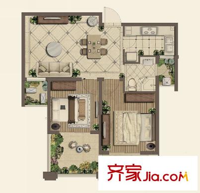 銀城聚澤園戶型圖戶型圖 2室 2室2廳1衛(wèi)1廚