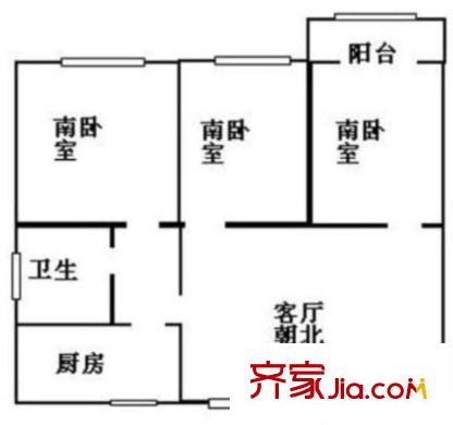 三步兩橋戶型圖戶型圖 3室 3室2廳1衛(wèi)1廚