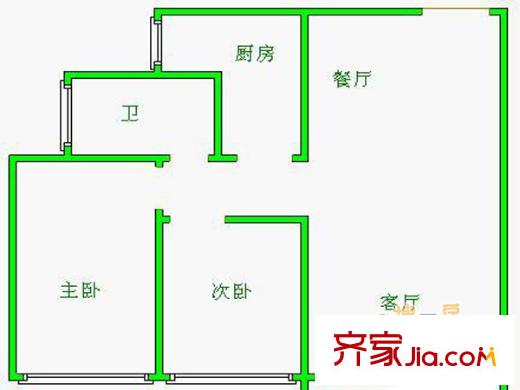 北城嘉園戶型圖戶型圖 2室 2室2廳1衛(wèi)1廚