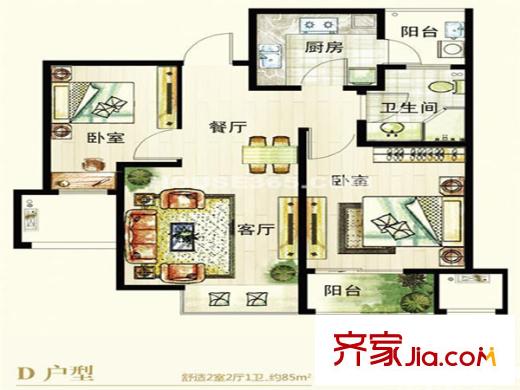 金基唐城戶型圖戶型圖 2室 2室2廳1衛(wèi)1廚