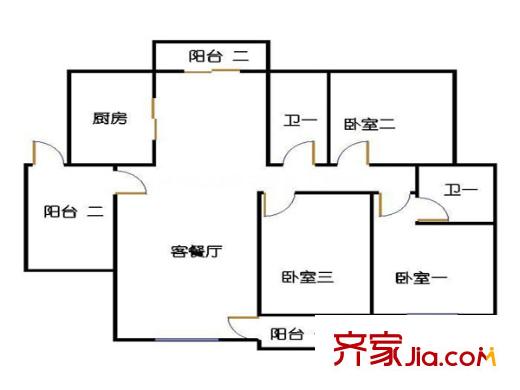 金基唐城戶型圖戶型圖 3室 3室1廳2衛(wèi)1廚