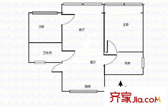 佛心橋住宅戶型圖戶型圖 3室1廳1衛(wèi)1廚